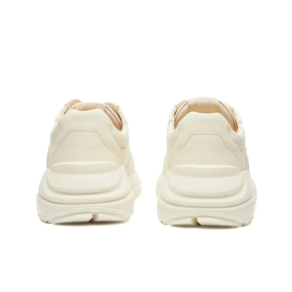 NEW GUCCI Rhyton Interlocking G Ivory Leather Sneakers Men’s G 11.5 / US 12 Auth
